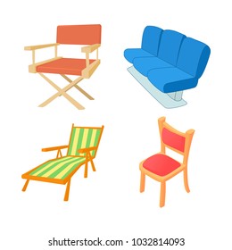 Chair icon set. Cartoon set of chair vector icons for web design isolated on white background
