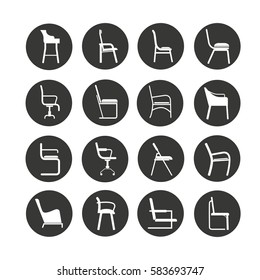 chair icon set in circle button