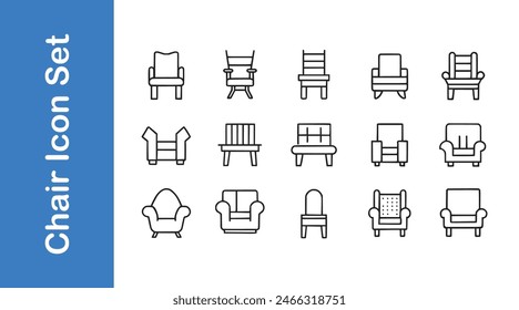 Conjunto de iconos de silla con colecciones de Vector editables. 