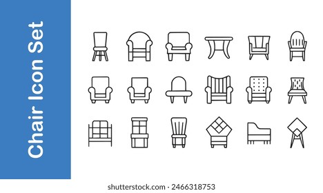 Conjunto de iconos de silla con colecciones de Vector editables. 