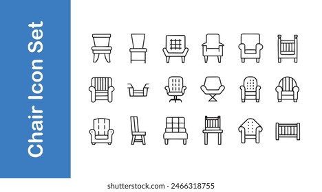 Conjunto de iconos de silla con colecciones de Vector editables. 