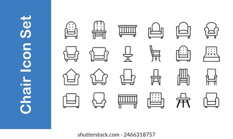 Conjunto de iconos de silla con colecciones de Vector editables. 