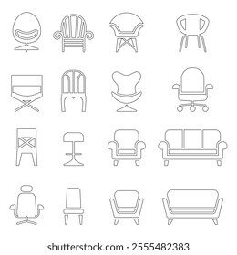 Chair icon set in front view