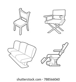 Chair icon set. Outline set of chair vector icons for web design isolated on white background