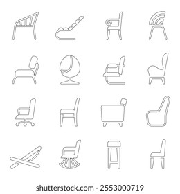 Chair icon set in side view