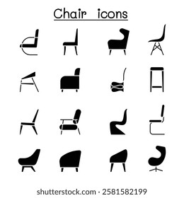 Chair icon set in side view