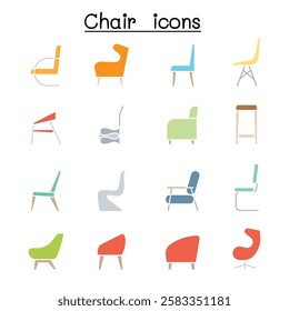 Chair icon set in side view
