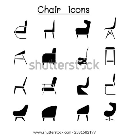 Chair icon set in side view