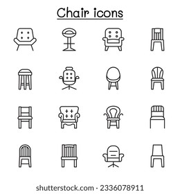 Chair icon set in thin line style