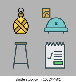 chair icon set. vector set about report id, livingroom, bar stool and canteen icons set.