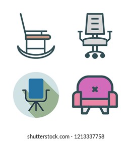 chair icon set. vector set about rocking chair, armchair and desk chair icons set.