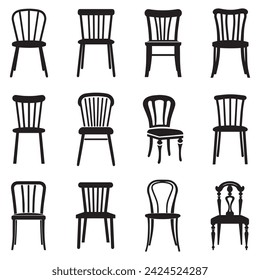 Chair icon set. Vector illustration. Isolated on white background.