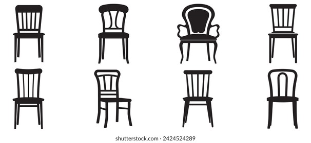 Chair icon set. Vector illustration. Isolated on white background.