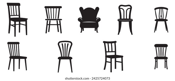 Chair icon set. Vector illustration. Isolated on white background.