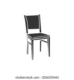Chair Icon Silhouette Illustration. Home Furniture Vector Graphic Pictogram Symbol Clip Art. Doodle Sketch Black Sign.