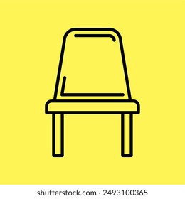 chair icon simple, line vector isolated on yellow background. trendy and modern design
