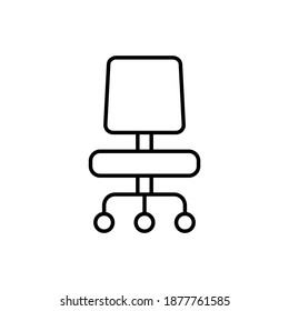 Chair icon symbol in flat black line style, isolated on white background
