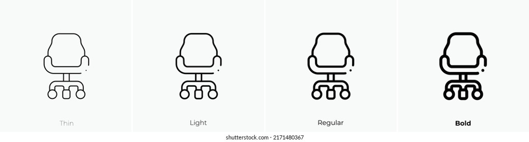 chair icon. Thin, Light Regular And Bold style design isolated on white background