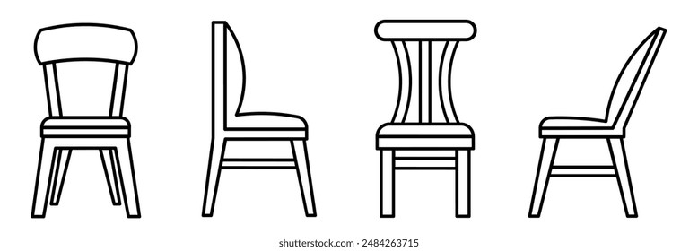 Chair icon. Chair thin line icon collection. Stock vector.