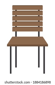 Chair icon vector. Front view illustration isolated on white background. Flat style wooden chair, urban element, front view illustration.