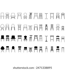 Chair icon vector set. Armchair illustration sign collection. Furniture symbol or logo.