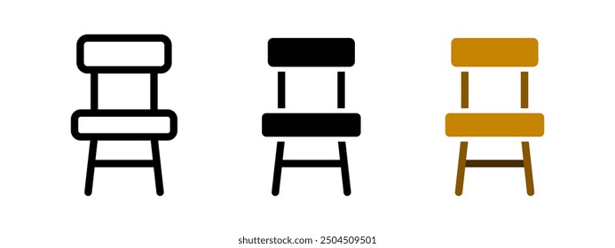 Chair icon. Wooden stool vector illustration. Furniture sign. School desk seat symbol isolated.