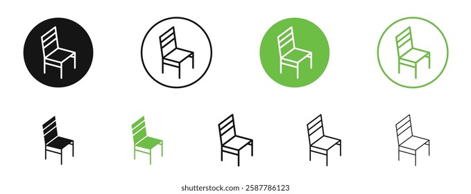 Chair icons in black and green colors collection