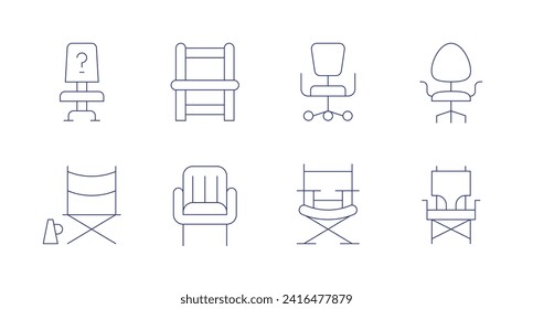 Chair icons. Editable stroke. Containing vacant, chair, deskchair, directorchair, workplace, campingchair.