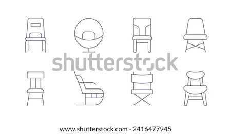 Chair icons. Editable stroke. Containing chair, rockingchair, directorchair.