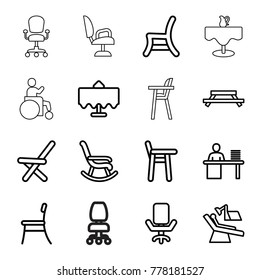 Chair icons. set of 16 editable outline chair icons such as restaurant table, table, man working at the table