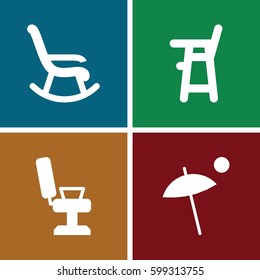 chair icons set. Set of 4 chair filled icons such as 