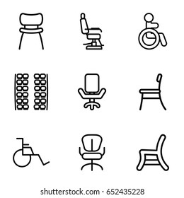 Chair icons set. set of 9 chair outline icons such as disabled