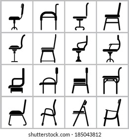 Chair Icons Set, Side View Chair