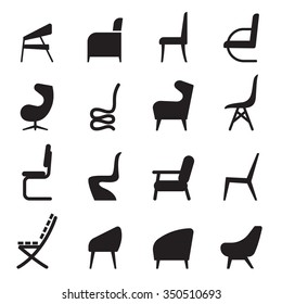 Chair icons set  side view 
