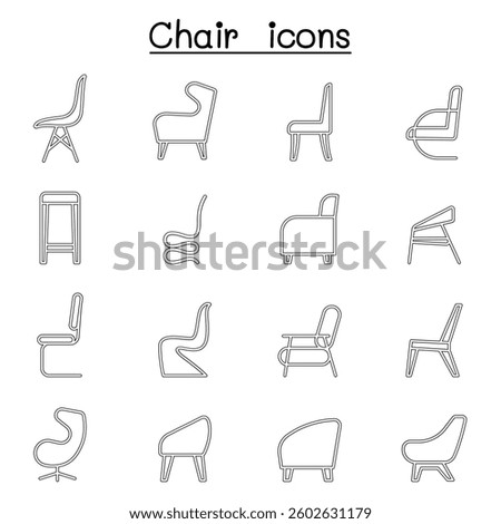 Chair icons set in side view