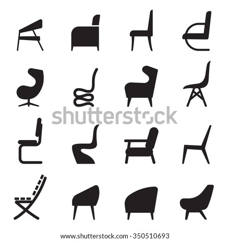 Chair icons set  side view 