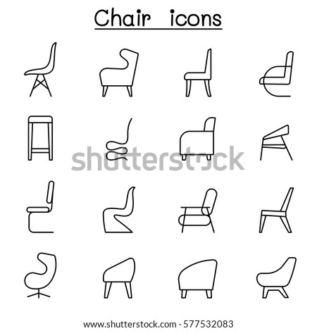 Chair icons set in side view 