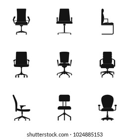 Chair icons set. Simple set of 9 chair vector icons for web isolated on white background