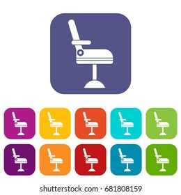 Chair icons set vector illustration in flat style in colors red, blue, green, and other