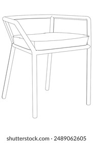Silla aislada sobre fondo blanco en diferentes posiciones. Icono de gráficos de línea. Ilustración vectorial