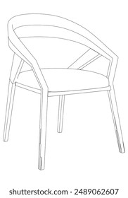 Chair isolated on white background in different positions. Line graphics icon. Vector illustration