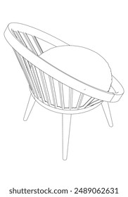 Chair isolated on white background in different positions. Line graphics icon. Vector illustration