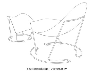 Chair isolated on white background in different positions. Line graphics icon. Vector illustration