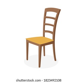 Chair isolated on white. Vector illustration of light wooden chair, element of furniture design