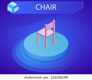 Sessel isometrisches Design Symbol. Vektorgrafik, Web-Illustration. 3D-Farbkonzept