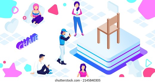 Icono de diseño isométrico de la silla. Ilustración web de vectores. 3.ª colorida concepción