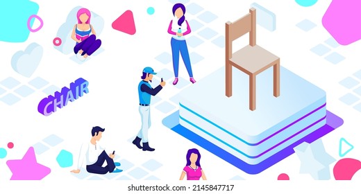 Chair isometric design icon. Vector web illustration. 3d colorful concept