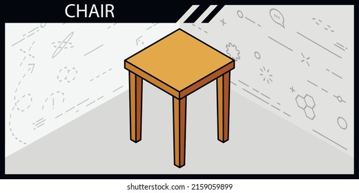 Icono de diseño isométrico de la silla. Ilustración web de vectores. 3.ª colorida concepción