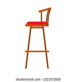 Chair kitchen side view indoor flat appliance vector icon. Home equipment wooden sofa stool furniture. Interior room design