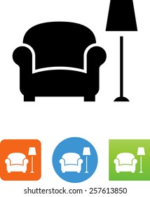 Chair and lamp furniture icon
